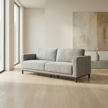 Sofá Barcelo - Tela Microfibra - 3 cuerpos Kruger 06-155 (Ceniza)