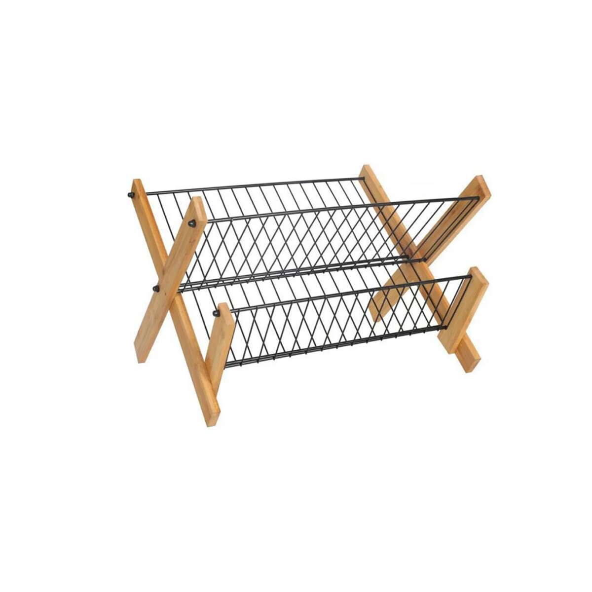 Escurridor plegable de dos niveles - Madera/Metal 