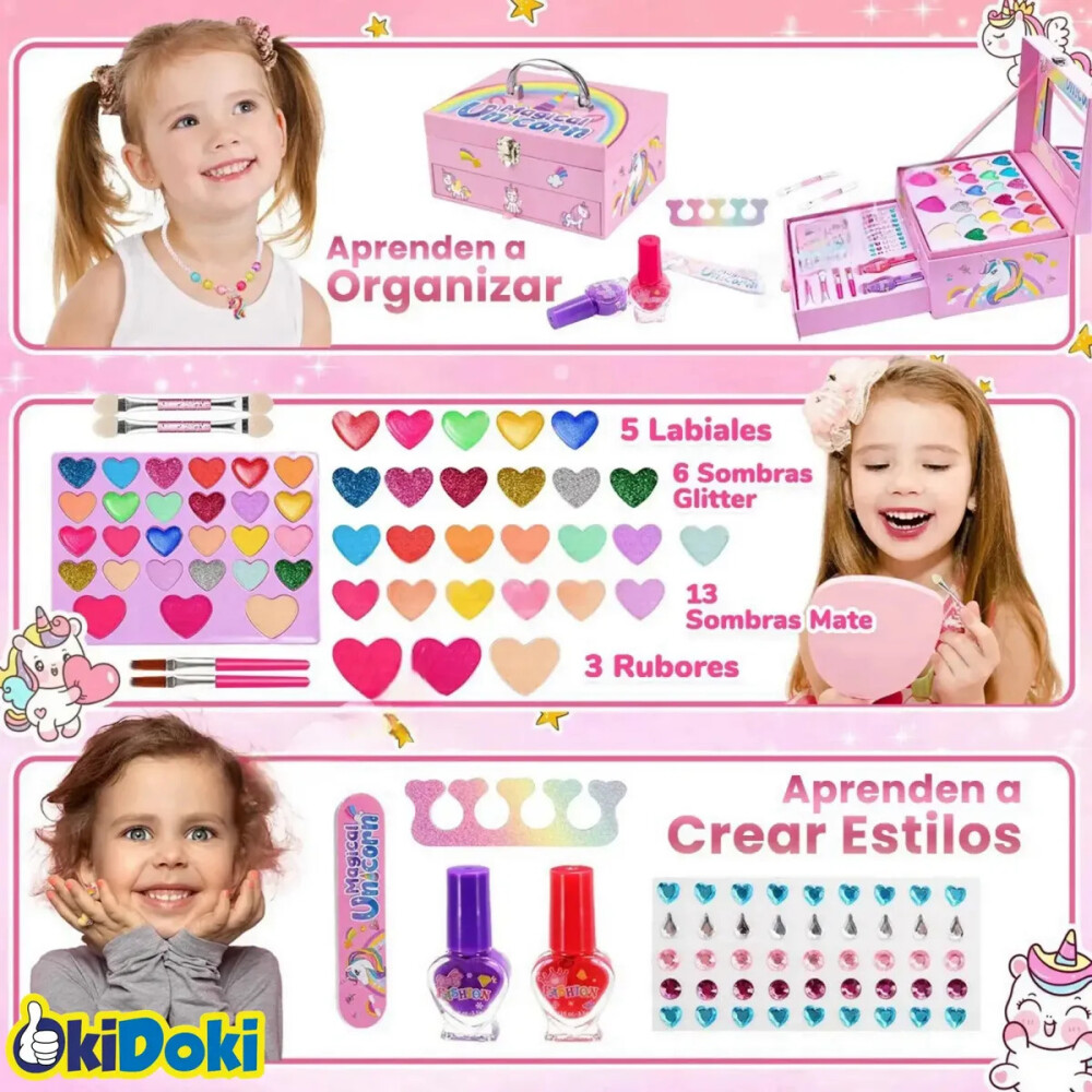 Maletín de maquillajes con sombras, brillos, esmaltes y más... Lila