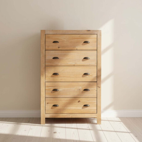 COMODA CAJONERA 5 CAJONES MADERA NATURAL-BEIGE MONTAUK