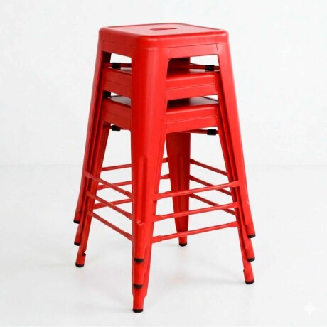 Butaca Taburete Alta Metálica Tolix Puppets Cocina Rojo