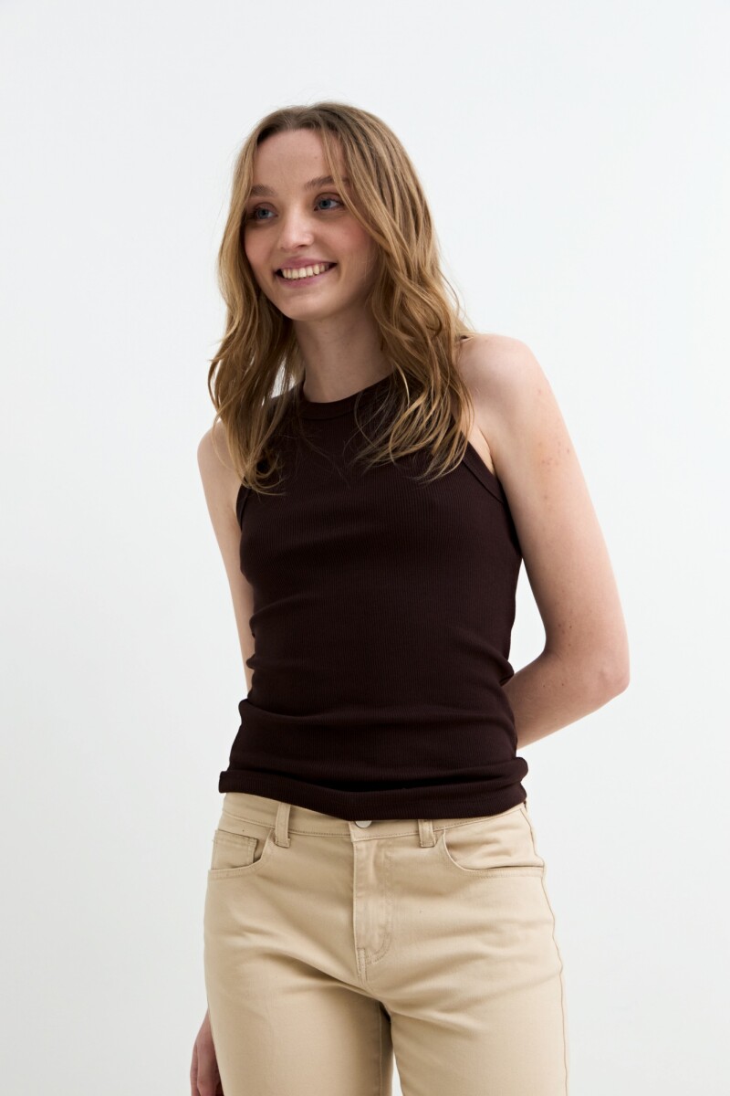 Musculosa en rib basica - Chocolate 