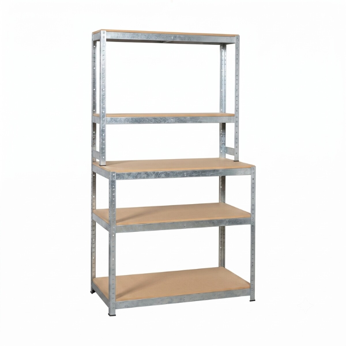 Estanteria Metalica con Mesa de Trabajo y Estantes De Mdf 180x100x60/30 cm Gris 