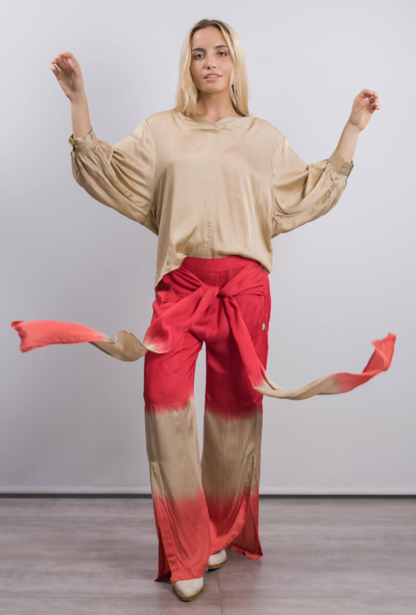 PANTALON ESPINO - ROJO Y CHAMPAGNE 