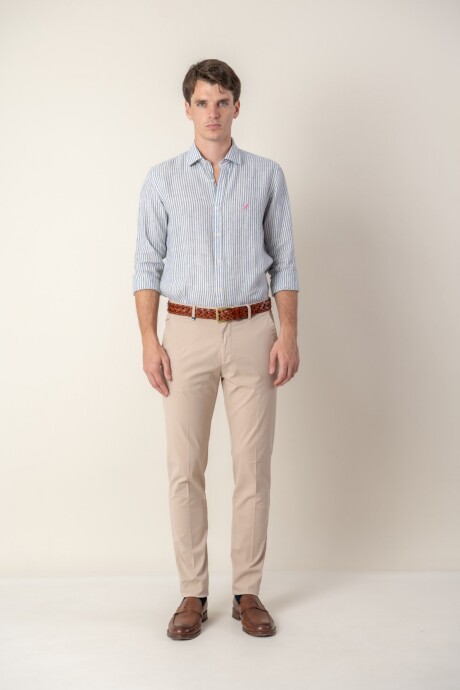 Pantalón de algodón Slim Fit Beige