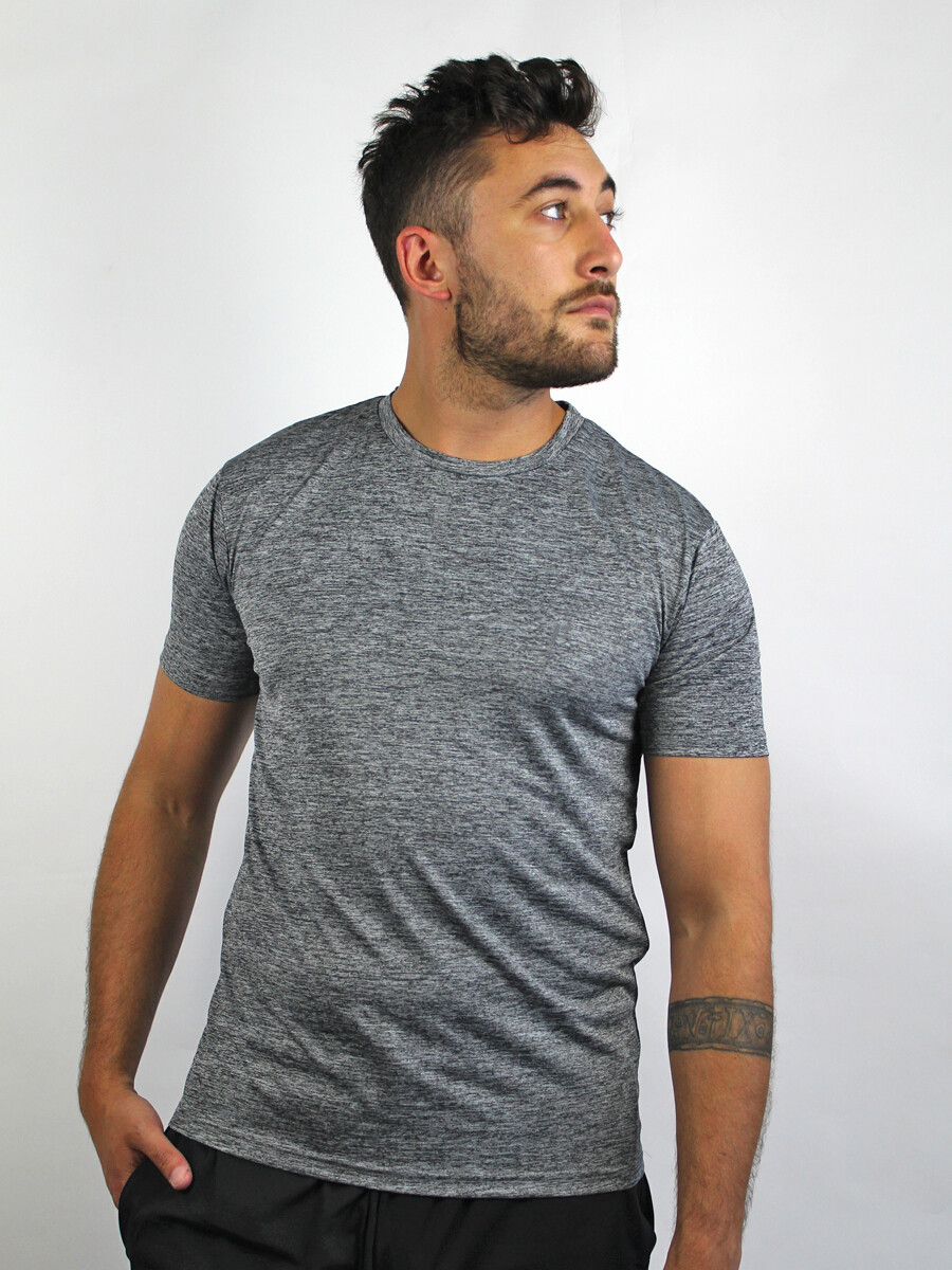 Remera Deportiva Dry Fit - Gris Oscuro Melange 