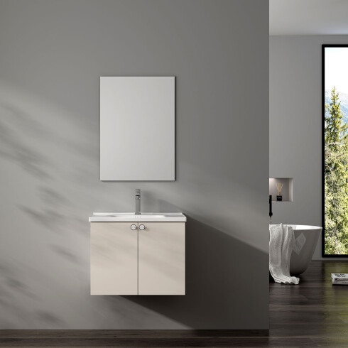 MUEBLE BAÑO MDF 61x40x45 BLANCO INCL. BACHA Y ESPEJO BLANCO