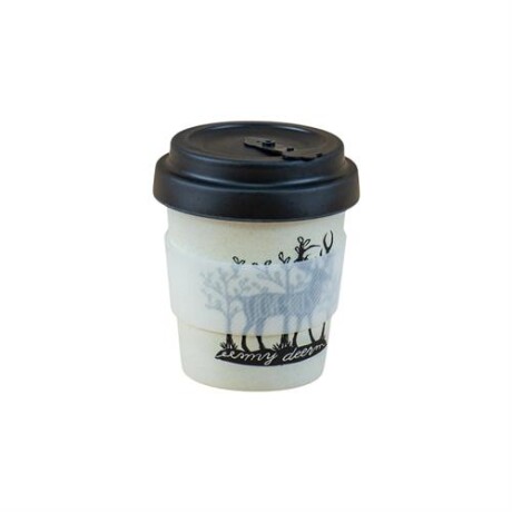 Vaso 350 ml con agarre de silicona Negro Con Reno