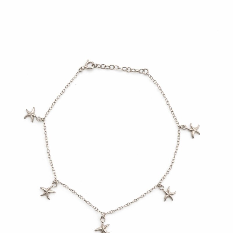 Tobillera rolo - Dijes estrellas - Plata 925 - sin piedra - TO3006 sinpiedra