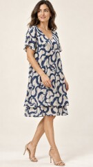 VESTIDO LUAN ESTAMPADO BEIGE-AZUL