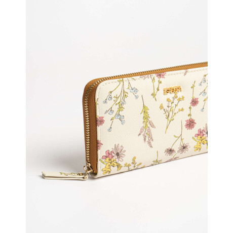 Billetera Fichero Negro Estampado Flores