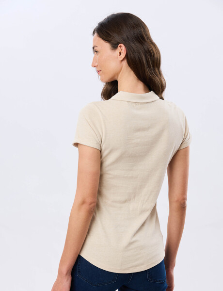 REMERA POLO BORDADA DE ALGODÓN Beige