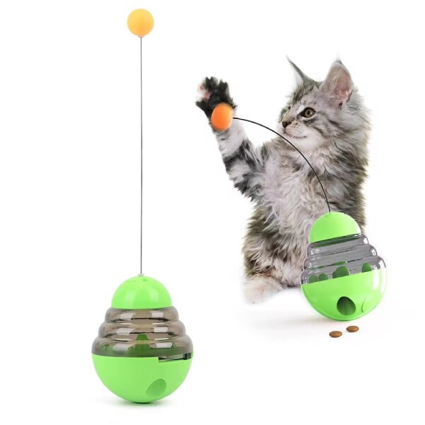 Juguete Gato Dispensador Comida Interactivo Mascota Alimento Color Variante Verde