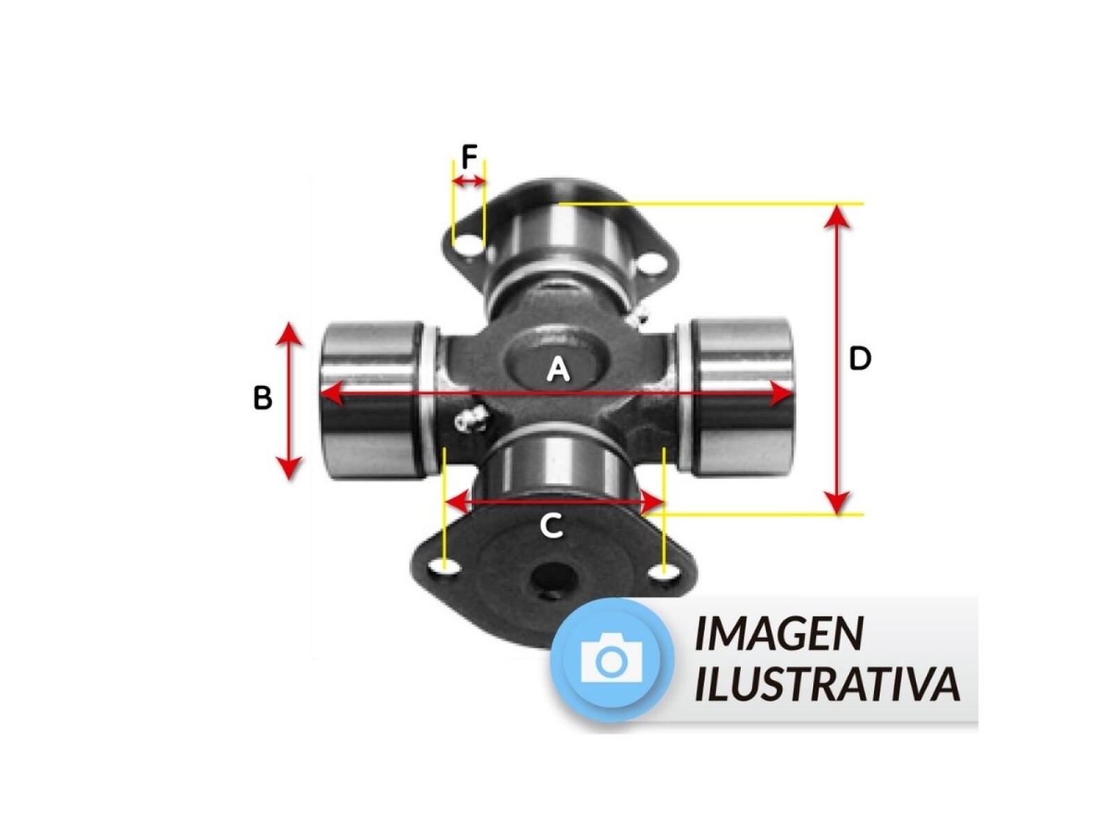 CRUCETA A:194.1mm B:49.2mm C:61.9mm D:191.8mm F:3/8 