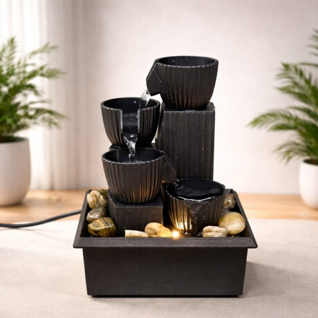 Fuente de Agua electrica cuencos facetados Negro