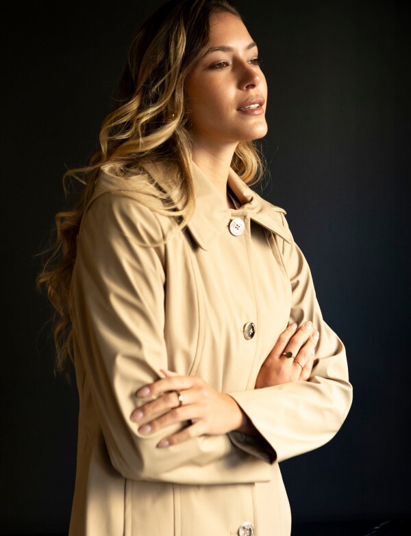 Gabardina Impermeable Capucha BEIGE