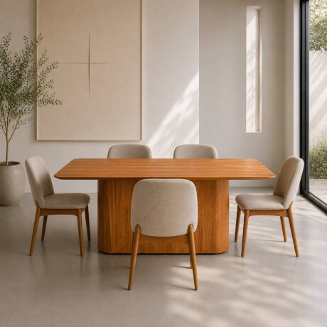 Mesa de comedor Living - Base laminada - 180 Canela