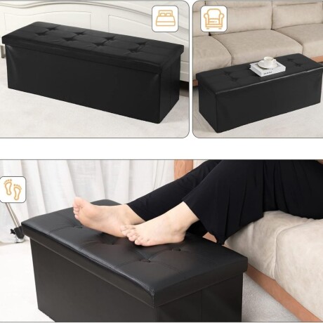 Puff Baul Houston Eco Cuero Negro