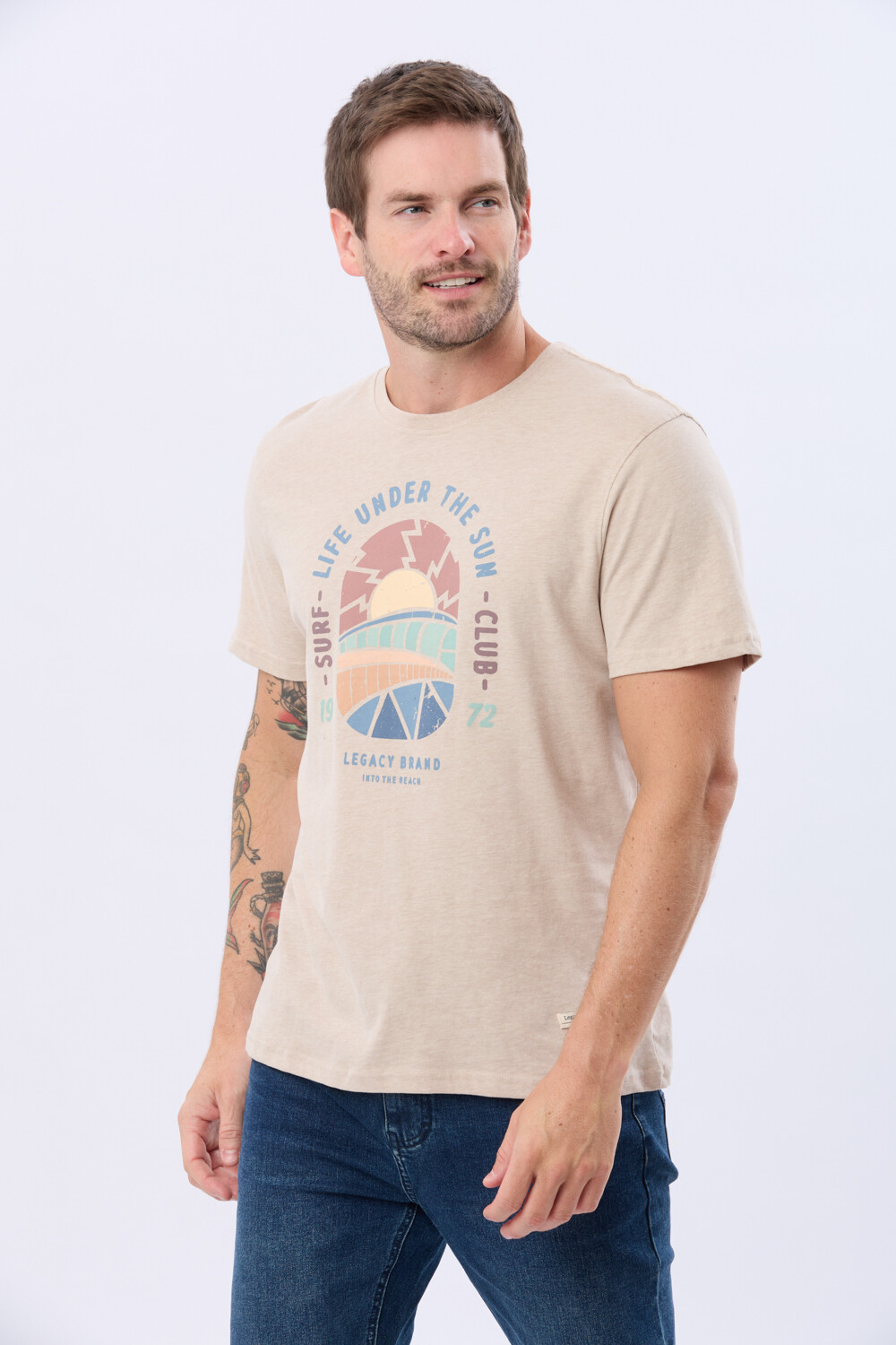 REMERA ESTAMPADA DE ALGODÓN Beige