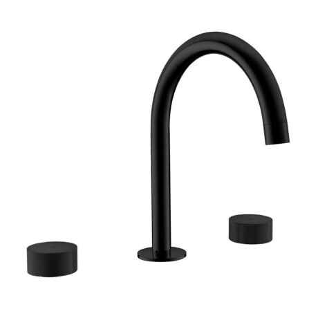 Griferia Lavatorio Bimando Con Volantes Labrados En Negro Mate - Serie Nuoro NEGRO