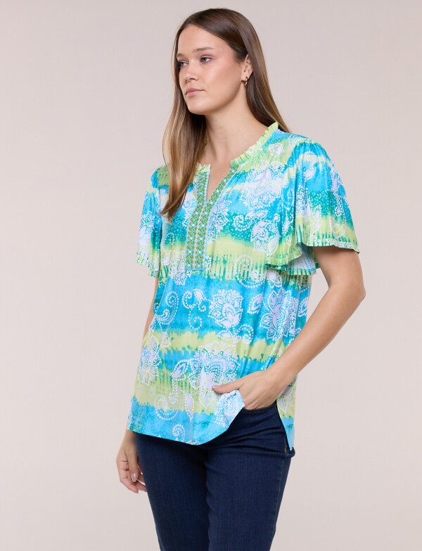 Blusa Estampada Manga Amplia VERDE/MULTI