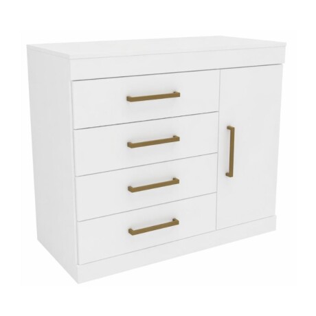 COMODA 4 CAJONES 1 PUERTA ROMENIA - BLANCA COMODA 4 CAJONES 1 PUERTA ROMENIA - BLANCA