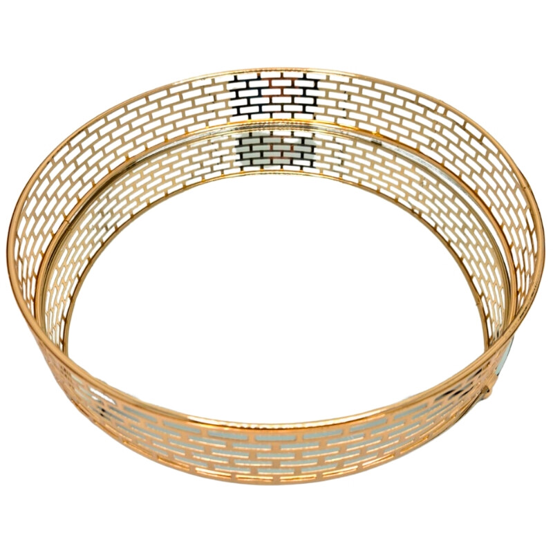 Bandeja Metalica de 30CM Dorado C/ Espejo Bandeja Metalica de 30CM Dorado C/ Espejo