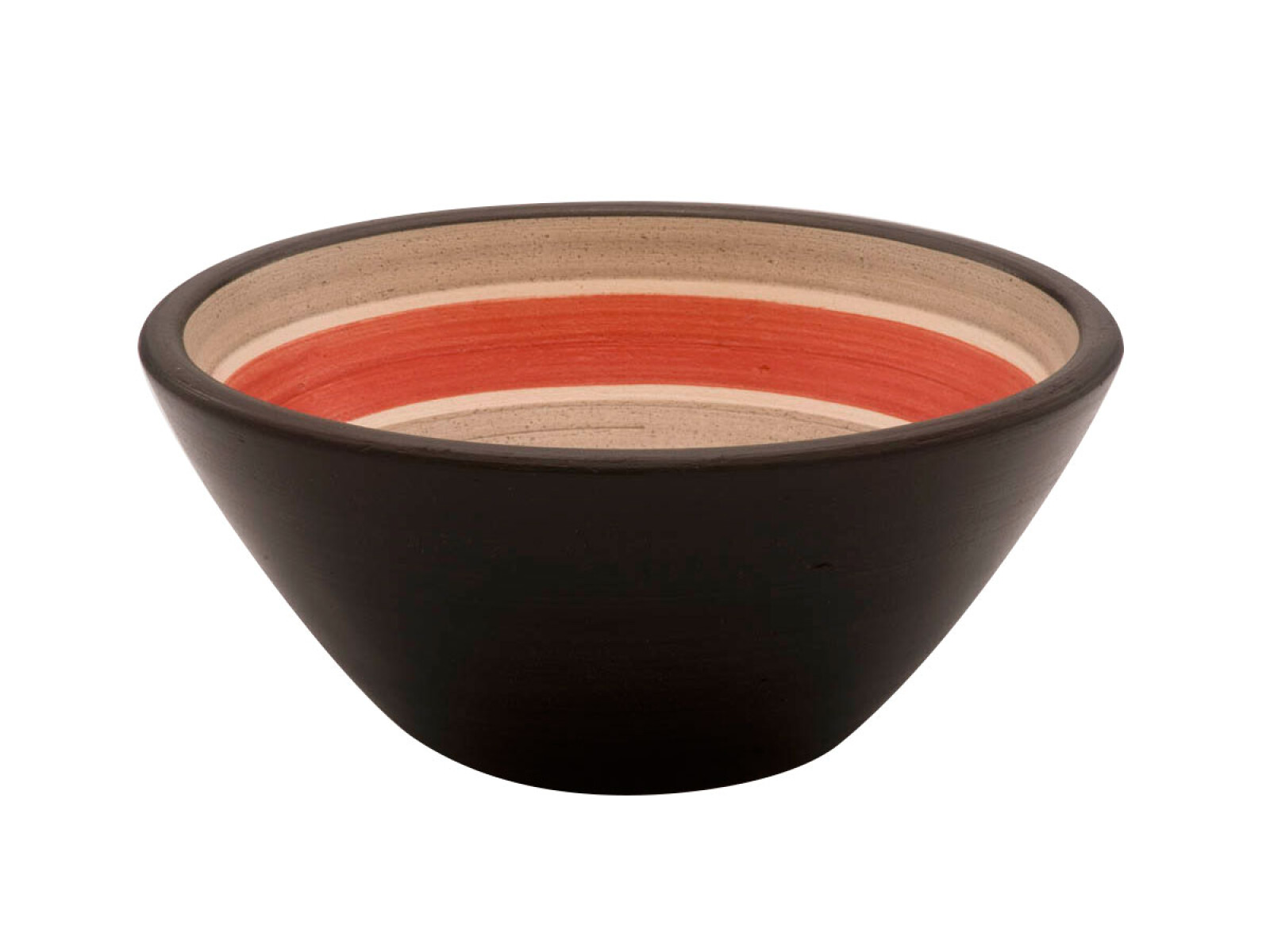 Bacha Artesanal Cónica De Fango Con Decorado Rojo 35 Diá X 13 