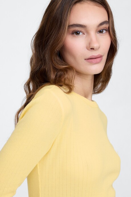 Remera Rib Pointelle Mujer Pale Banana 12-0824Tcx