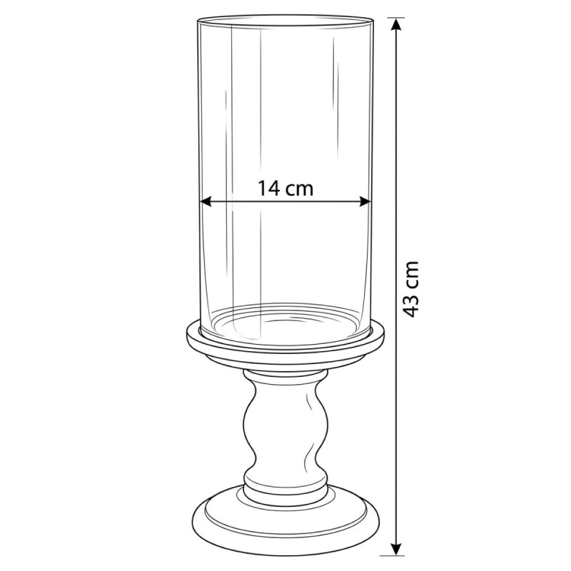 PORTA VELA VIDRIO C/BASE MADERA 14X43CM Unica