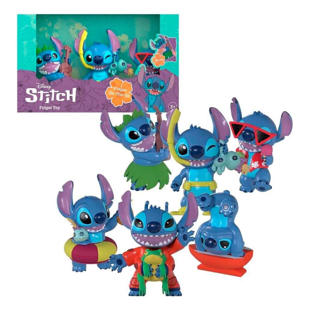 Pack X3 Figuras Antiestrés Llavero Stitch 9Cm Ub - CELESTE 