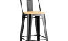 Taburete Con Respaldo Madera - Tolix Negro