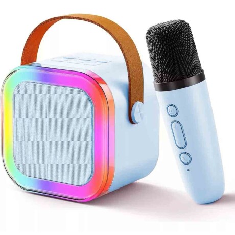Set Micrófono X2+parlante Karaoke Diversión Infantil Celeste