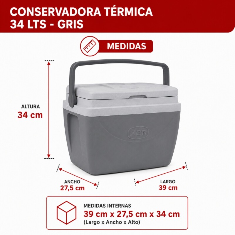 Conservadora térmica 34 lts GRIS OSCURO
