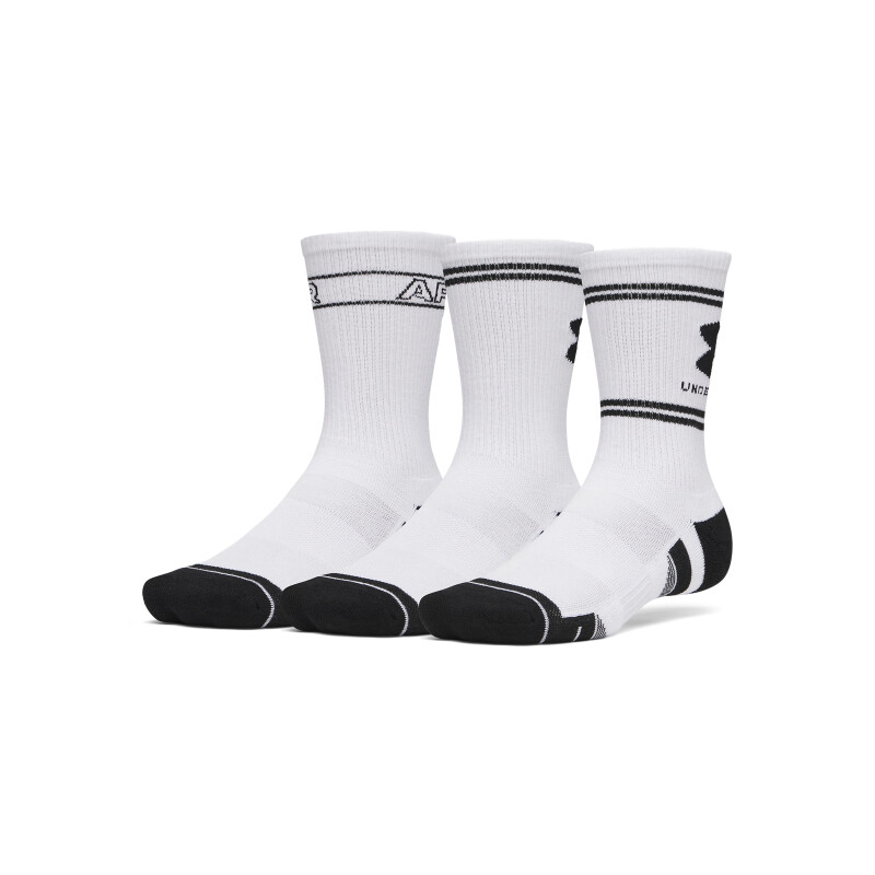 Medias UA Perf Tech Nov 3pk Crw Hombre 6015141-100 Blanco
