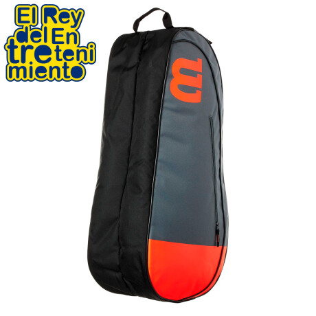 Bolso Raquetero Wilson Team Profesional P/ 6 Raquetas Gris-Rojo