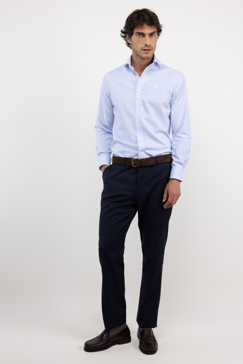 Camisa Pint Point El Ganso Rayas Celeste y Blanca