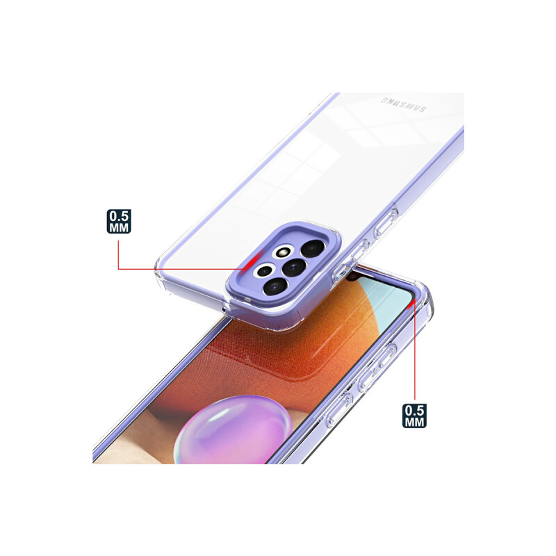 Protector Samsung Galaxy A23 transparente con borde violeta Protector Samsung Galaxy A23 Transparente Con Borde Violeta