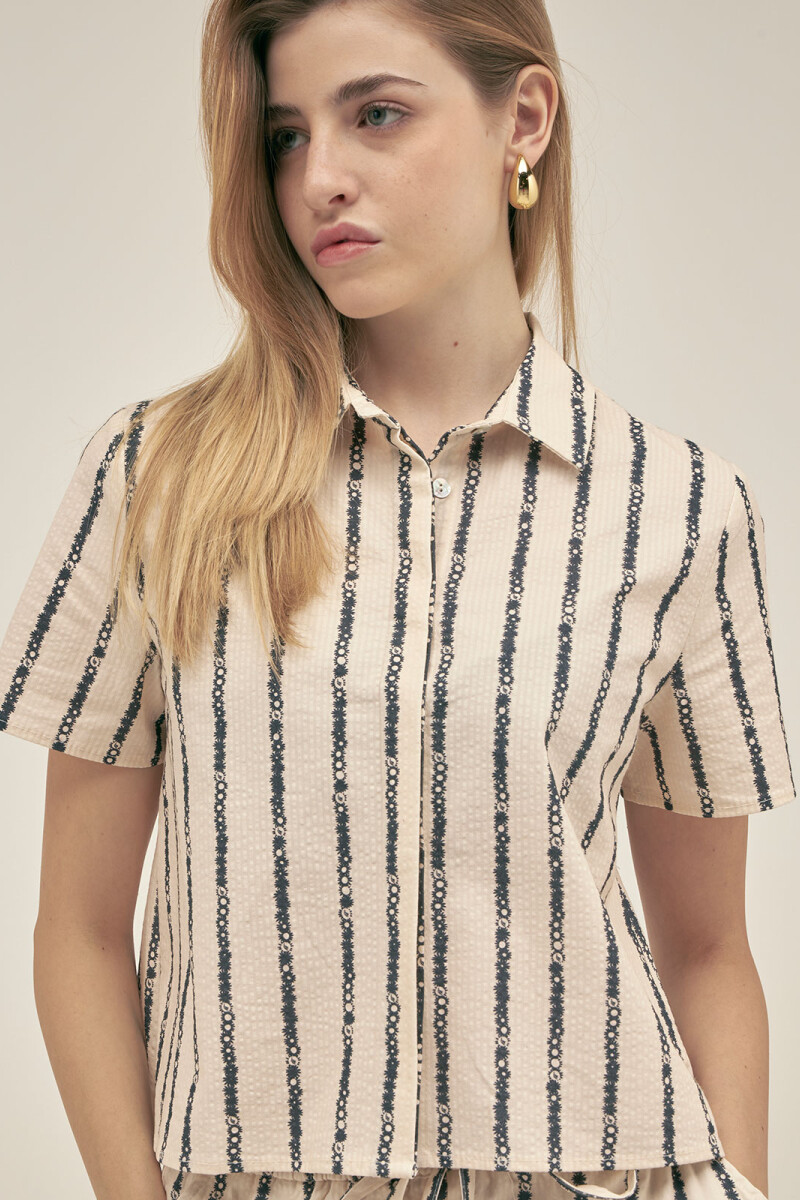 SHORT SLEEVE SHIRT Floral Stripe