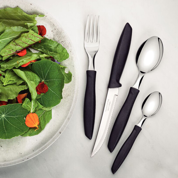 Juego de cubiertos negros 24 piezas "PLENUS" -TRAMONTINA TN9715