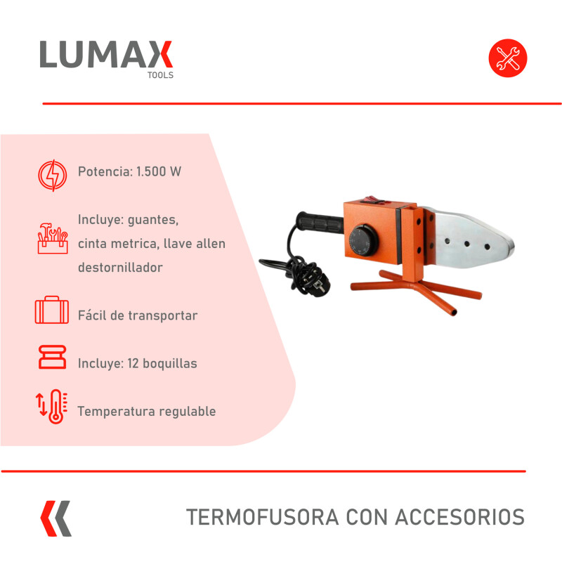 Termofusora Lumax 1500W con 12 Accesorios Termofusora Lumax 1500W con 12 Accesorios