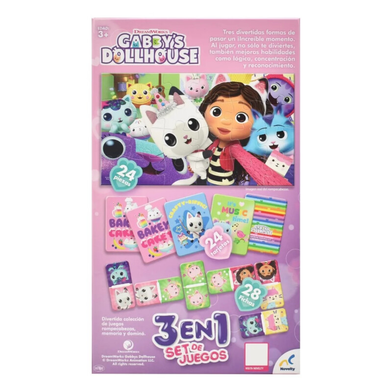 Set de juegos 3 en 1 Gabby´s Dollhouse Set de juegos 3 en 1 Gabby´s Dollhouse