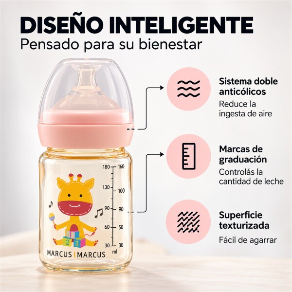 Biberón Mamadera Marcus & Marcus 180ml PPSU Anticólico Blanco 5