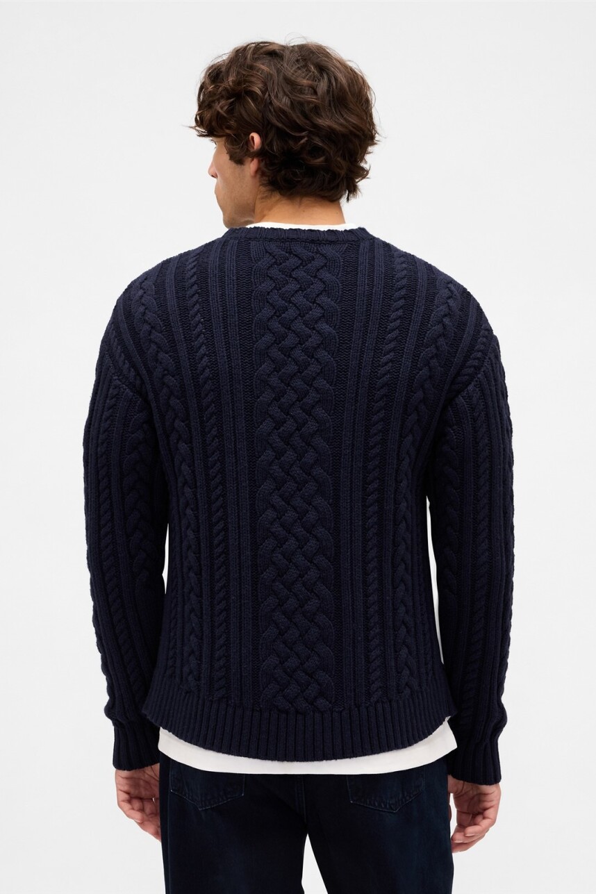 Buzo Cable Heavy Hombre New Navy