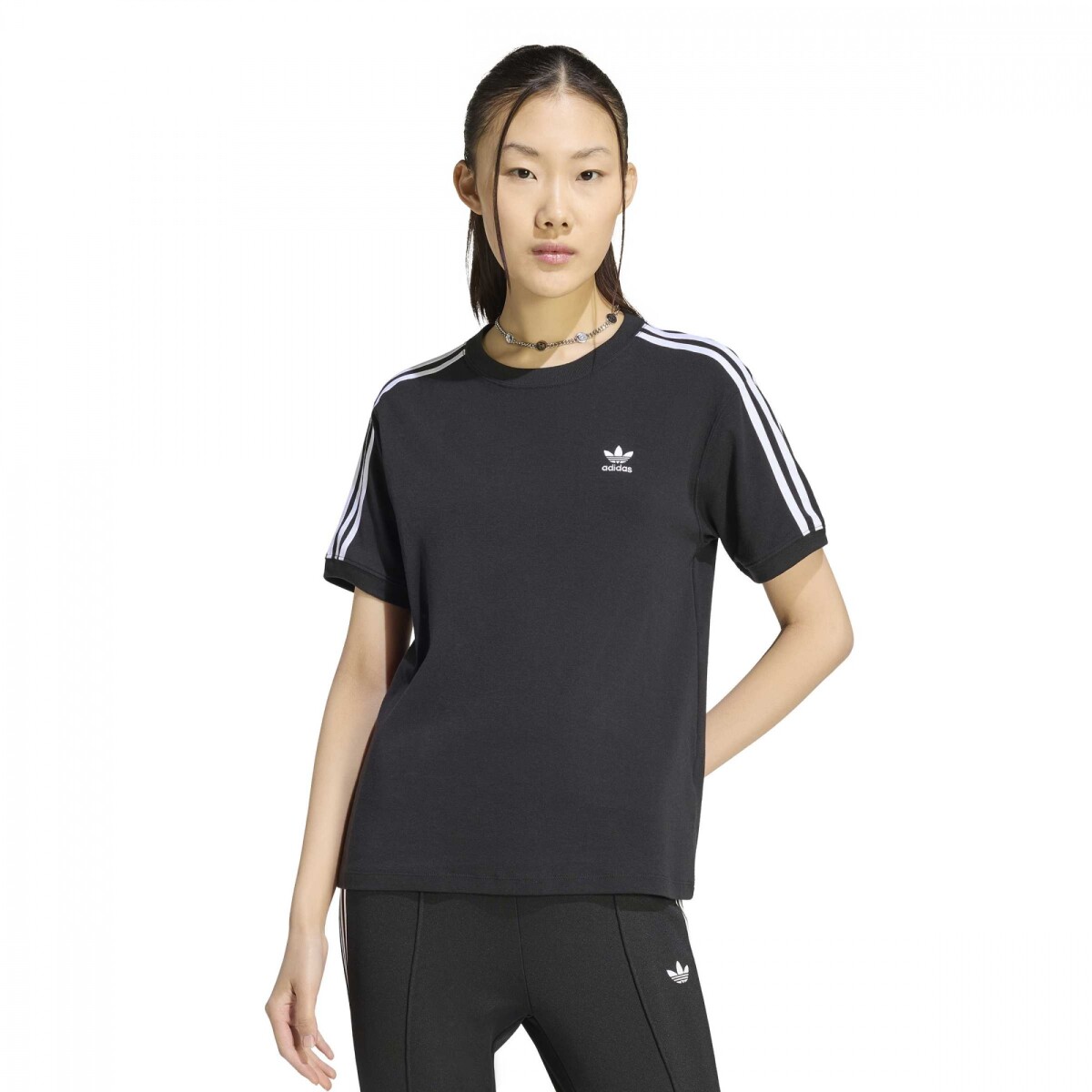 REMERA ADIDAS 3 STRIPE TEE MUJER IU2420 - Negro 