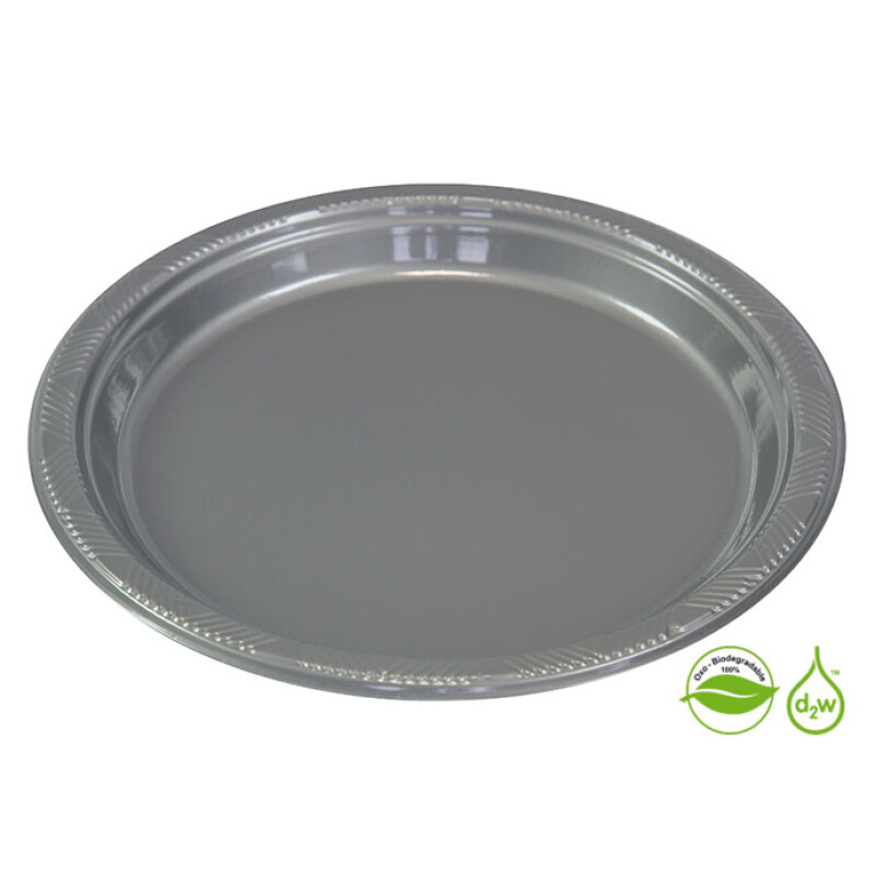 Plato Biodegradable 23cm x10Un Plateado