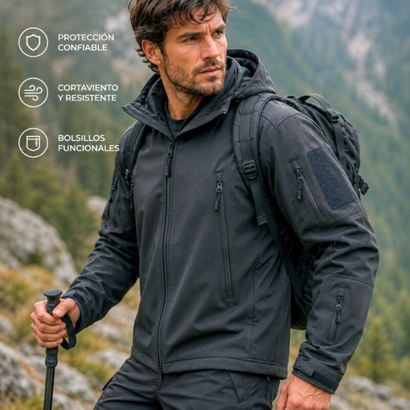 Campera Táctica en Neopreno Negro
