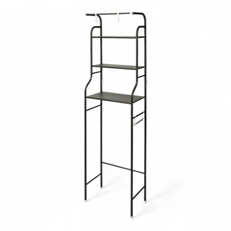 Mueble Metal Organizador Rack Sobre Inodoro tres estantes Negro