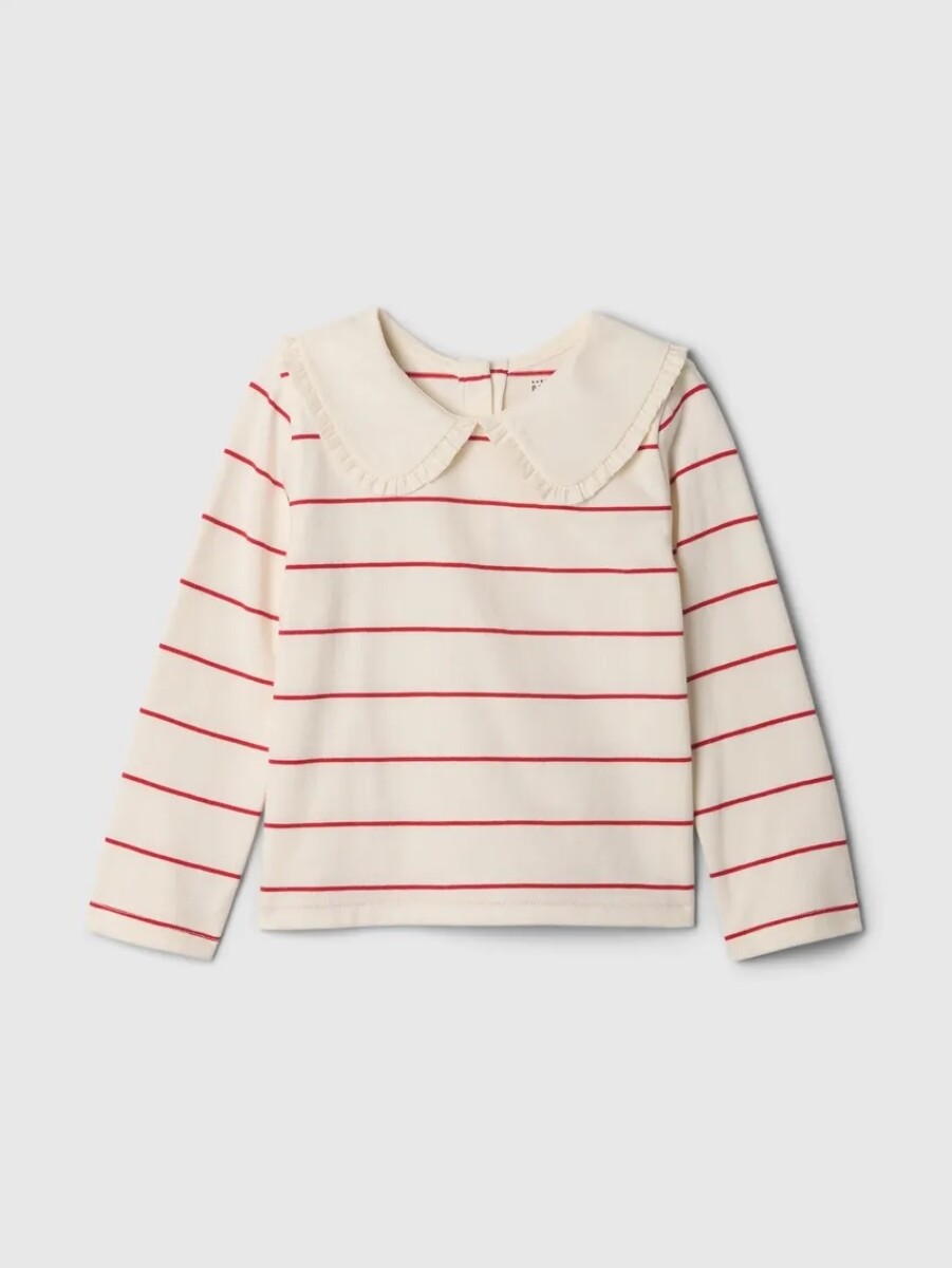 Remera Con Cuellito Toddler Niña - Pure Red Stripe 