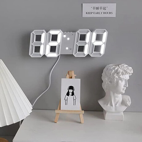 Reloj Digital Blanco 3d Sc